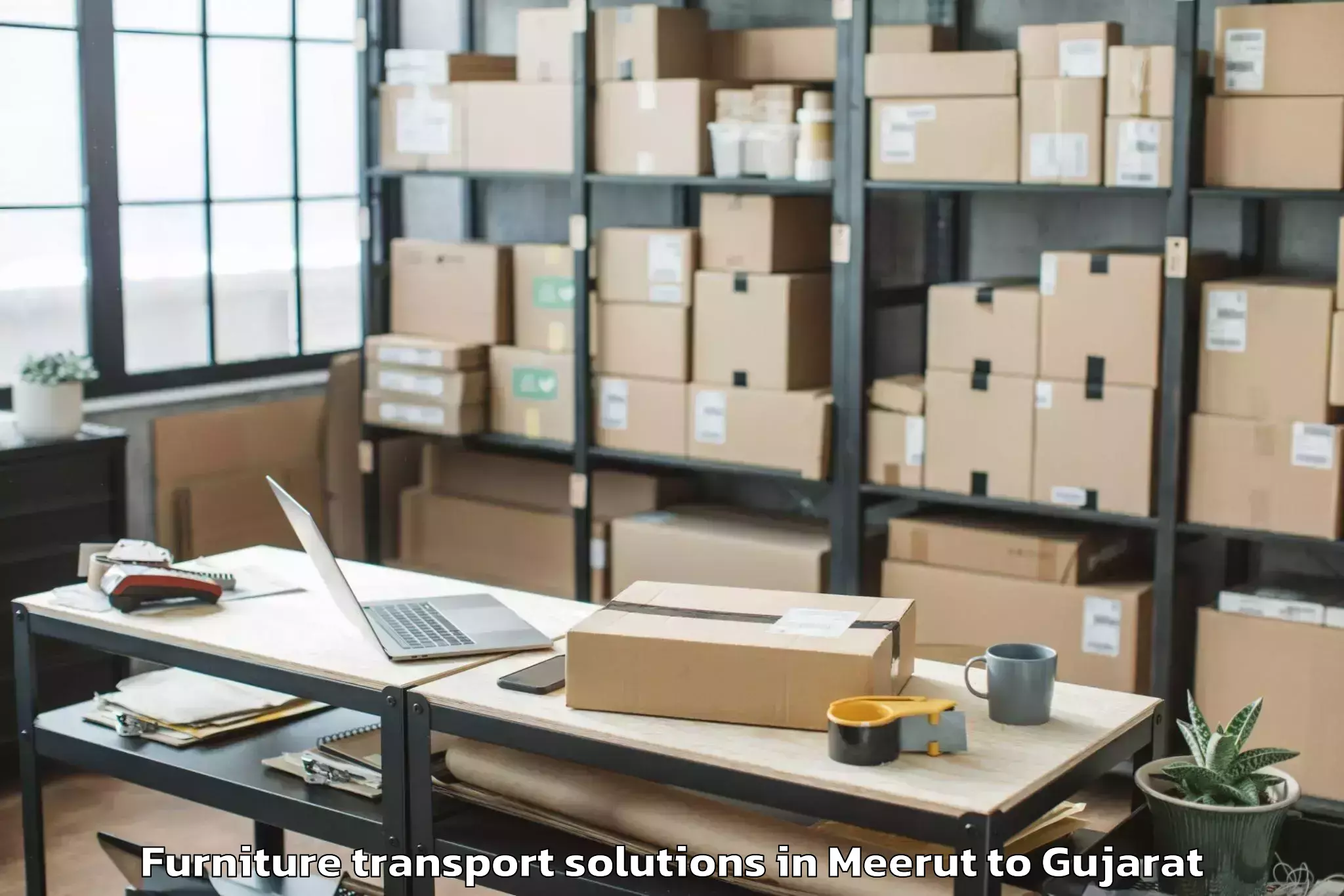 Meerut to Lodhika Furniture Transport Solutions